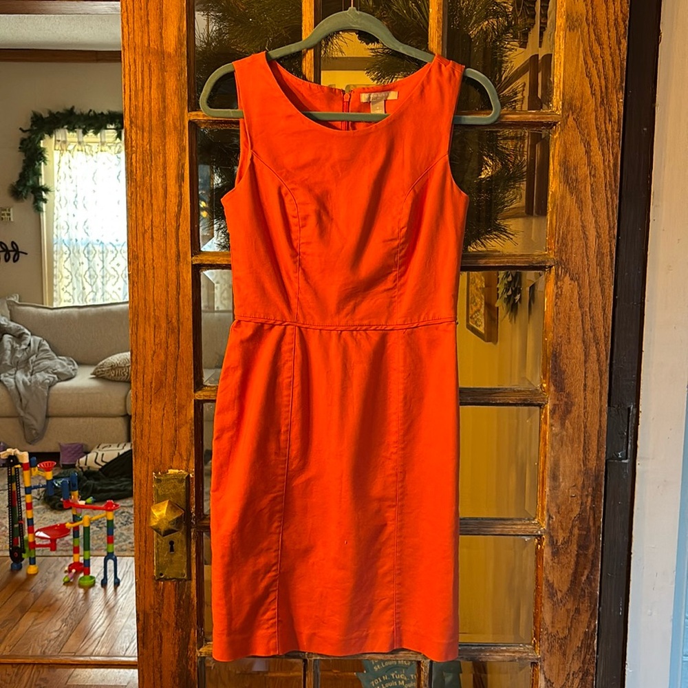 BANANA REPUBLIC Orange Cotton Blend Sheath Dress 4